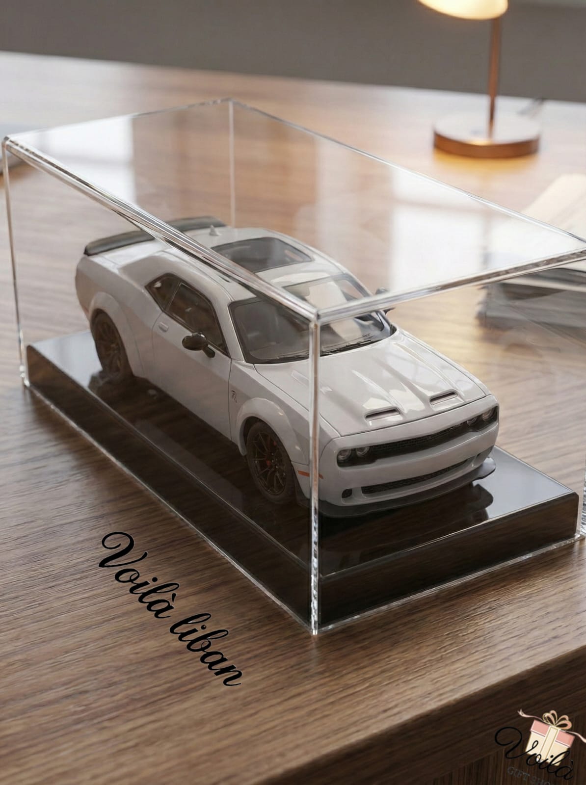 Dodge Challenger Diecast Car in Acrylic Case