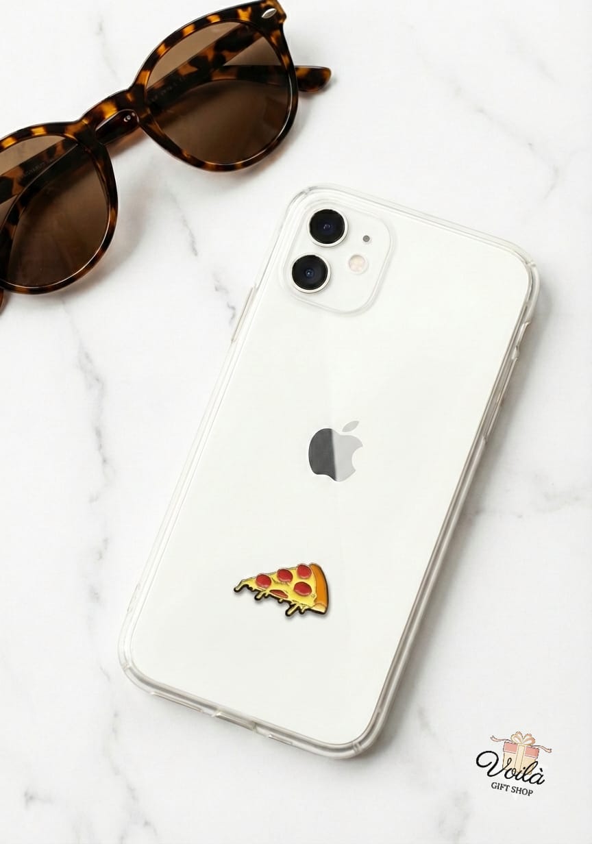Pepperoni Pizza Enamel Metal Phone Sticker