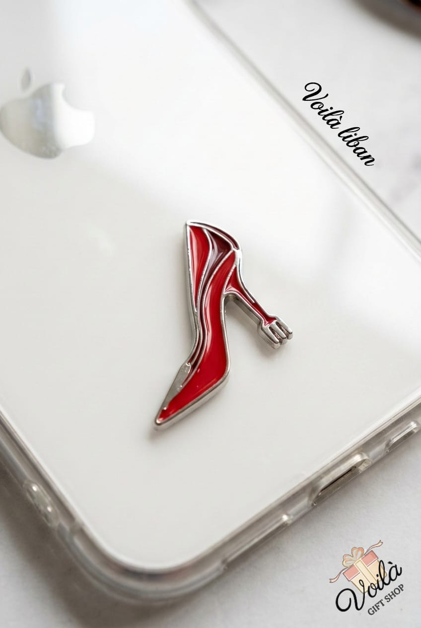 Red High Heel Fork Enamel Phone Sticker