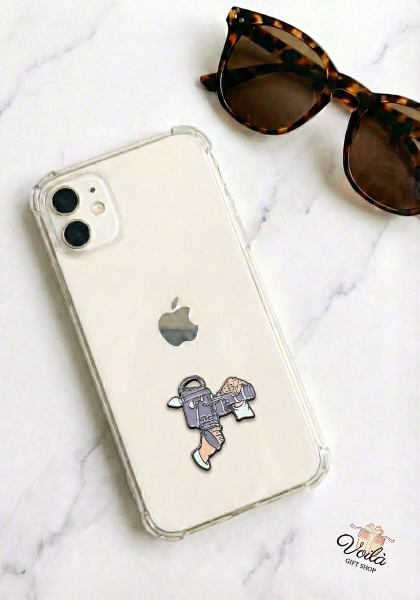 Vintage Video Camera Enamel Phone Sticker