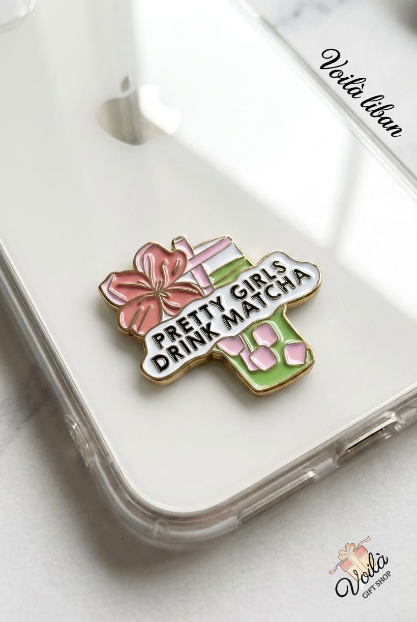 "Pretty Girls Drink Matcha" Enamel Phone Sticker