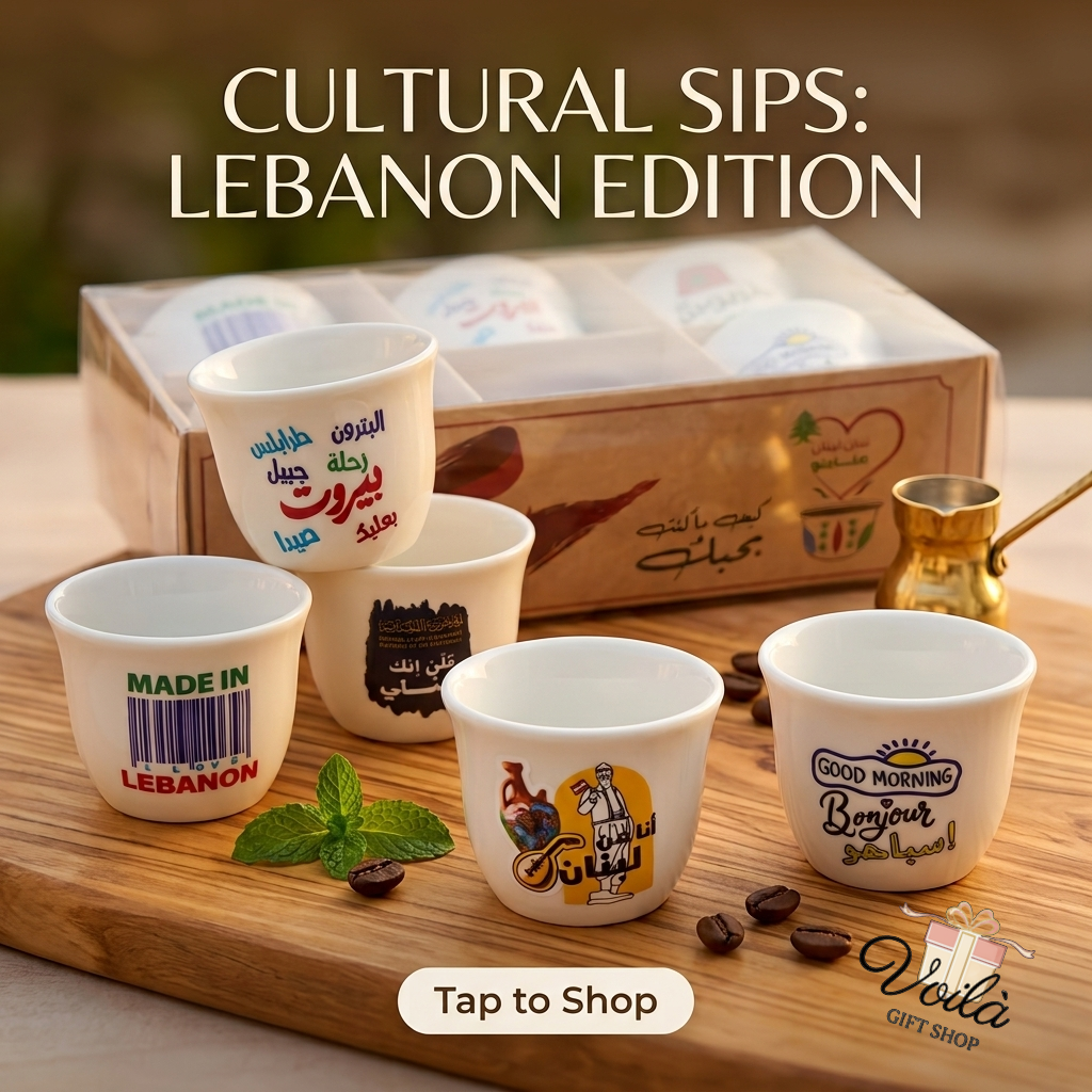 Cultural Sips Lebanon Edition traditional Lebanese coffee cups set in a gift box