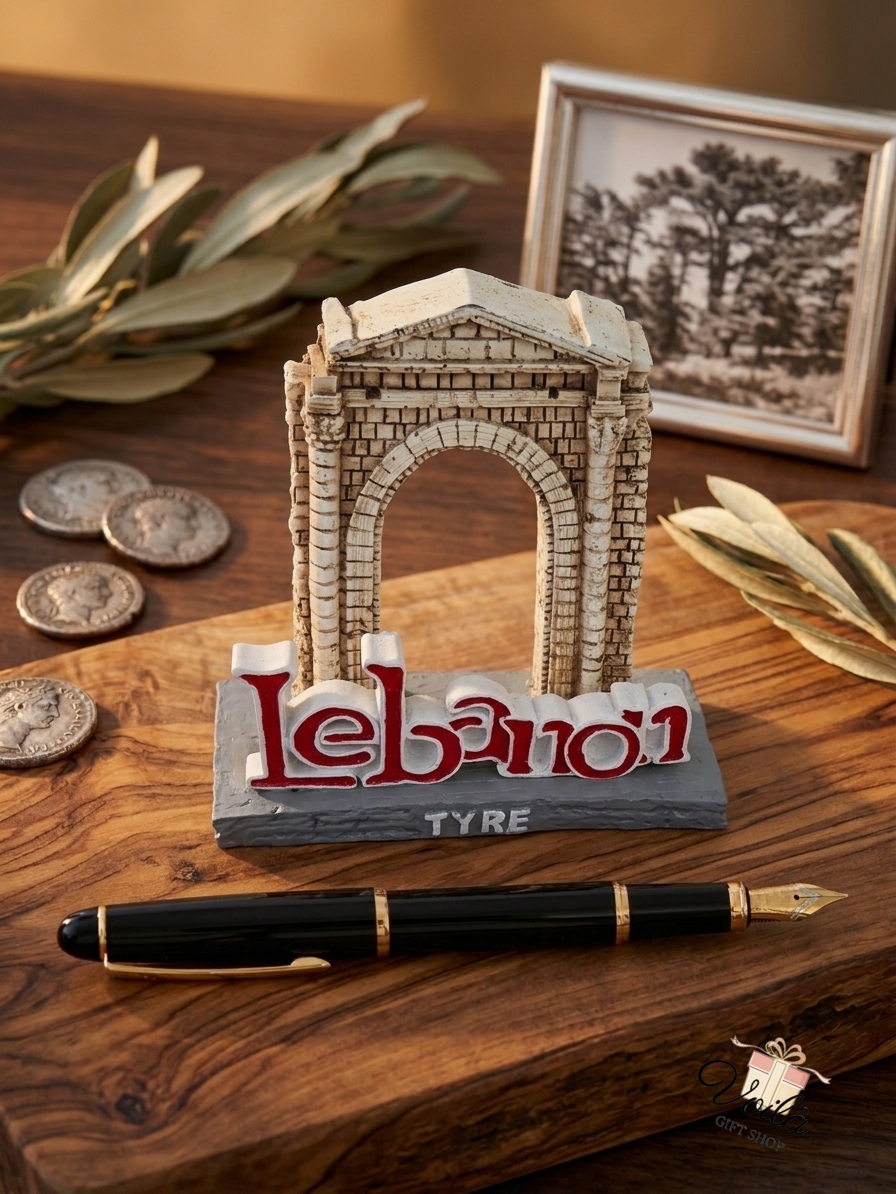 Miniature replica of the Triumphal Arch of Tyre Lebanon on a wooden board