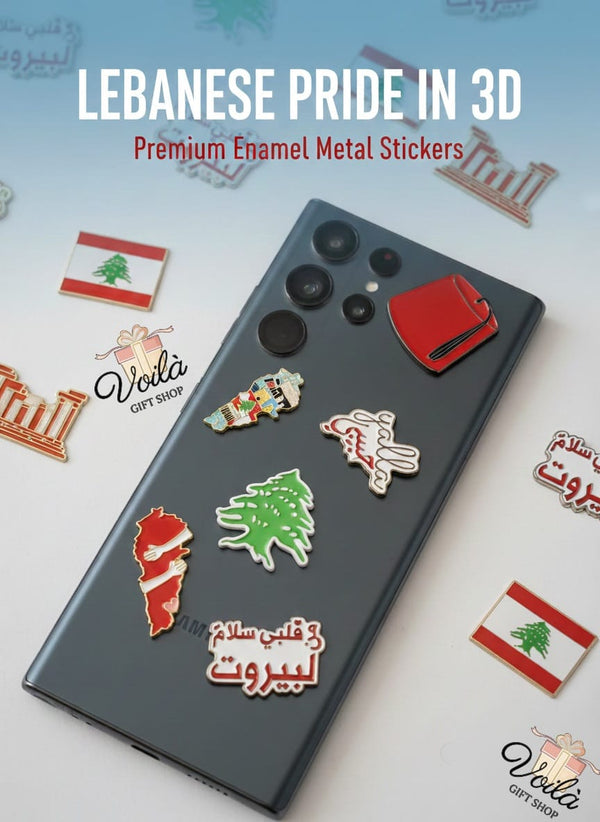 Enamel Phone Stickers – Premium Lebanese Metal Designs