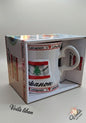 Mug with Lebanon design in a branded box on a white background