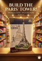 Box of a Paris Tower model kit with a blurred store background
