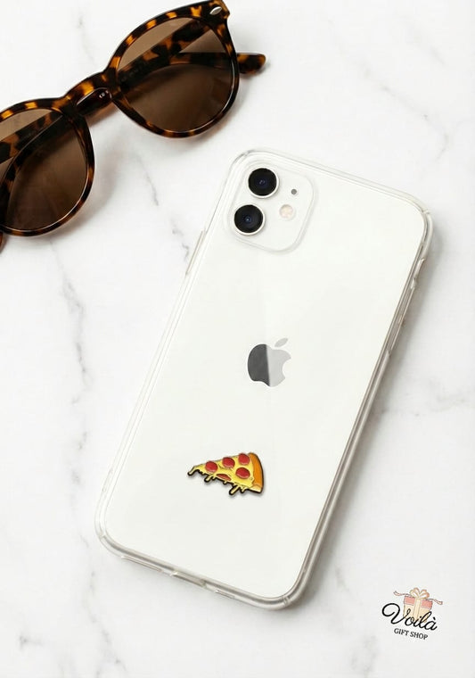 Pepperoni Pizza Enamel Metal Phone Sticker