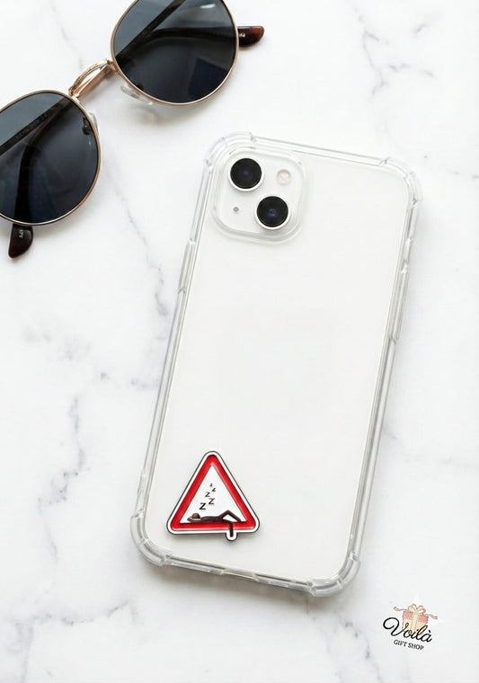 Sleeping Warning Sign Enamel Phone Sticker