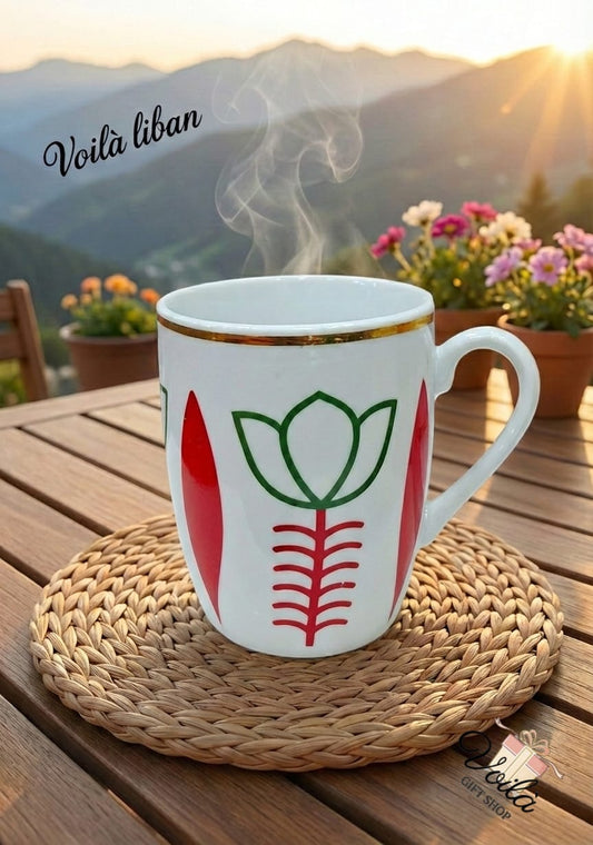 The "Heritage Bloom" Traditional Lebanese Floral Mug | Voilà Liban Boutique Collection