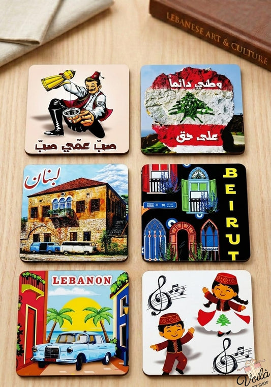 Vintage Lebanon Heritage & Architecture Coaster Set With Box