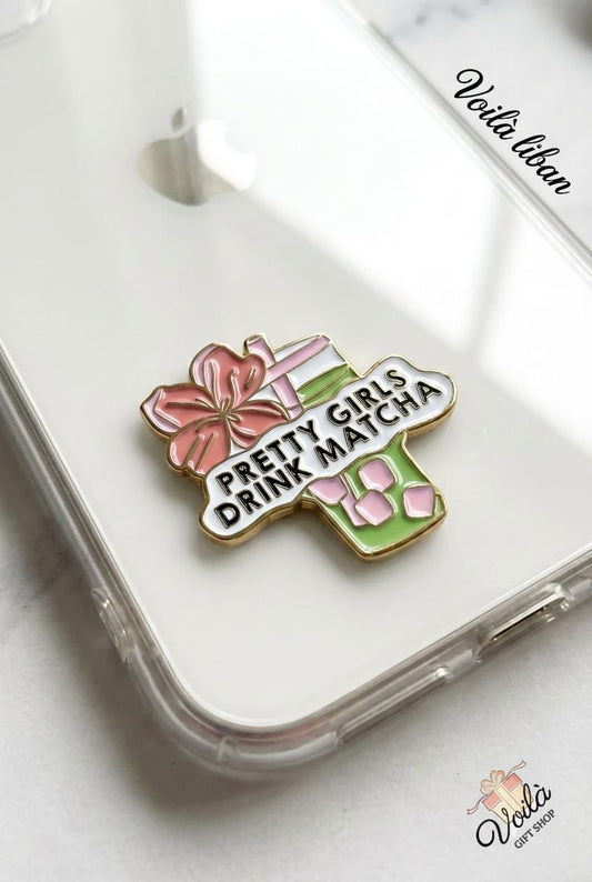 "Pretty Girls Drink Matcha" Enamel Phone Sticker