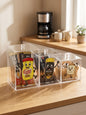 3-tier clear acrylic coffee station organizer with lids for Nescafe and sugar