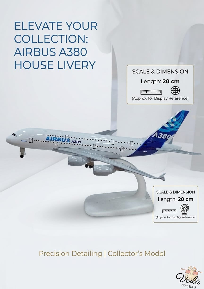 Model Airbus A380 with house livery on a white background