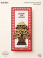 Authentic 100% handmade Lebanese fridge magnet featuring a sculpted gold and brown cedar tree with the words Lebanon and God Bless Our Home, in premium souvenir packaging.