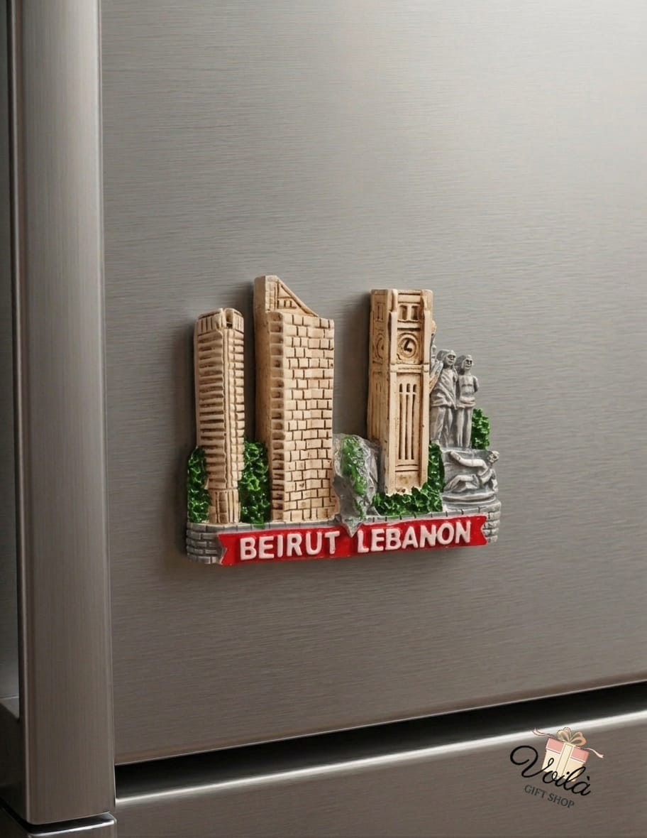 Beirut Landmarks 3D Souvenir Fridge Magnet on Stainless Steel Refrigerator