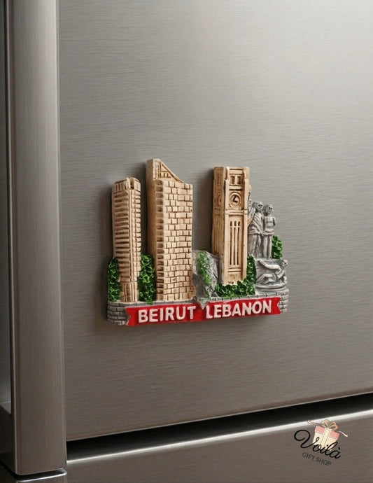 Beirut Landmarks 3D Souvenir Fridge Magnet on Stainless Steel Refrigerator