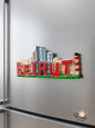 3D Beirut Skyline Fridge Magnet with Red Lettering and Manara Lighthouse