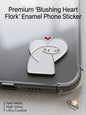 Premium Blushing Heart Flork Enamel Phone Sticker on a phone case