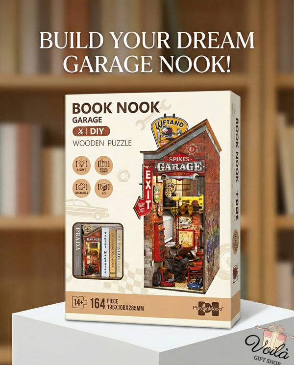 DIY Garage Book Nook 3D Wooden Puzzle | Builder's Kit – Voila Gift Shop ...