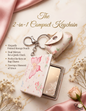 Elegant butterfly compact mirror keychain with matching storage pouch