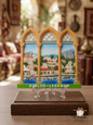 Byblos Lebanon Triple Arch Souvenir Plaque on Wooden Stand