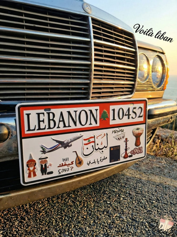 Car license plate from Lebanon on a vehicle with 'Voila liban' text.