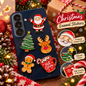 Festive Christmas Enamel Stickers Set on Mobile Phone Case