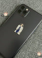 Phone case with a doctor and patient design on a textured surface