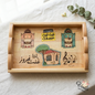 Handcrafted 40cm Lebanese heritage wooden tray featuring Fairouz lyrics and traditional Beirut houses