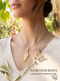 Gold plated Lebanon map necklace featuring the Cedar tree and Arabic calligraphy