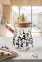 Hand-painted glass rakweh coffee pot with wooden lid and dried flower handle