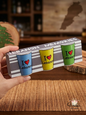 Three colorful I Love Lebanon shot glasses in a Lebanon Memories gift box