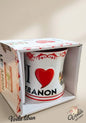 Mug with 'I ❤️ Lebanon' design in a box with 'Voila Liban' branding.