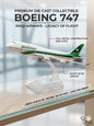 Model airplane of Boeing 747 with details on display stand