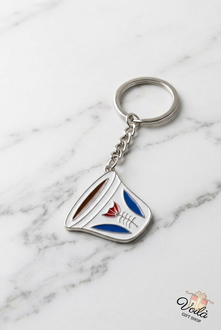 Traditional Lebanese coffee cup finjan enamel keychain