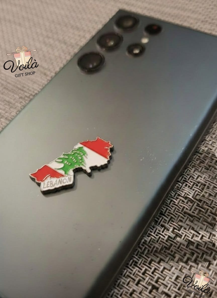 Phone case with a map of Lebanon design on a textured surface