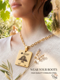 Gold-plated stainless steel Lebanese passport pendant necklace featuring the iconic cedar tree
