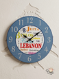 Lebanon cities typographic heritage wall clock 30cm