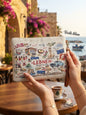 Lebnen Nostalgia Illustrated Canvas Wristlet Pouch with Lebanese landmarks