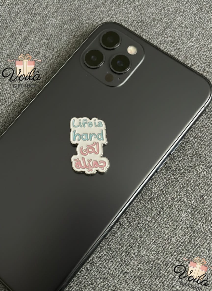 Phone case with 'Little hand' text on a gray textured background