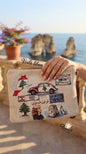Nostalgic Lebanese heritage canvas pouch featuring Fairuz and Beirut landmarks