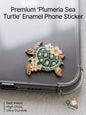 Premium Plumeria Sea Turtle Enamel Phone Sticker on a clear phone case