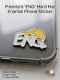 Premium ENG Engineer Hard Hat Enamel Phone Sticker on a clear phone case
