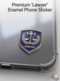 Premium Lawyer Enamel Phone Sticker on a clear phone case