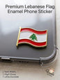 Premium Lebanese Flag Enamel Phone Sticker on a clear phone case