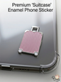 Premium pink enamel suitcase phone sticker on a clear phone case