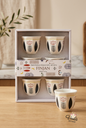 Set of six traditional Lebanese ceramic Finjan coffee cups in a gift box