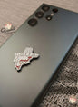 Phone case with 'yalla' text on a textured surface